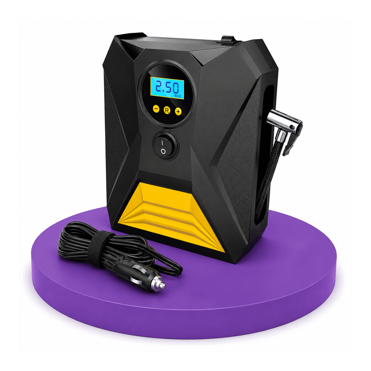 Tyre Inflator for Car & Bike, 150 PSI, 12V DC, Air Compressor Pump with LED Light & Digital Pressure Gauge, Compact Air Pump for All Inflatable Items, Gizmorac 1 Year Warranty