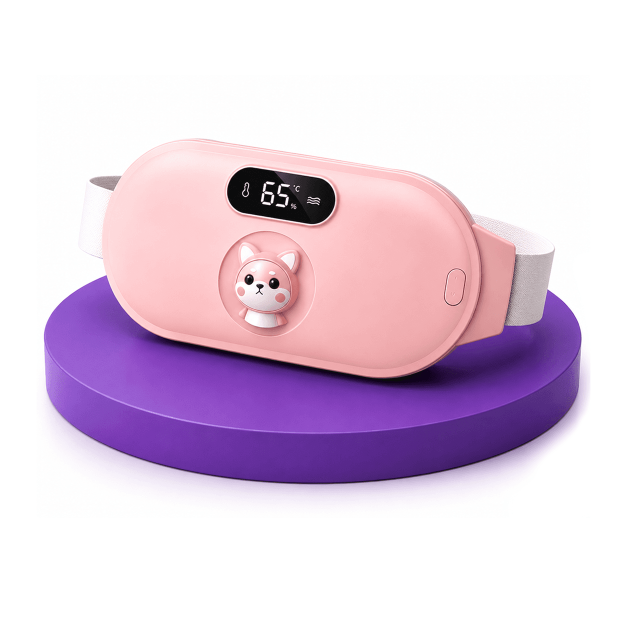 Gizmorac Period Cramp Relief Massager Women & Girls | Portable Cordless Menstrual Pain Massage Machine with 3 Heat Modes & 3 Massage Modes | Temperature Indication | Back & Belly Heating Pad with Adjustable Straps Teddy