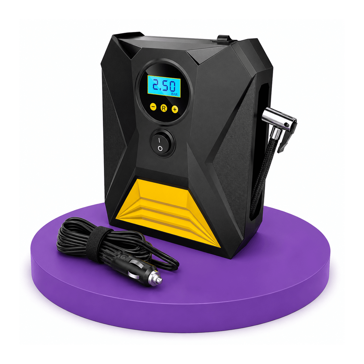 Tyre Inflator for Car & Bike, 150 PSI, 12V DC, Air Compressor Pump with LED Light & Digital Pressure Gauge, Compact Air Pump for All Inflatable Items