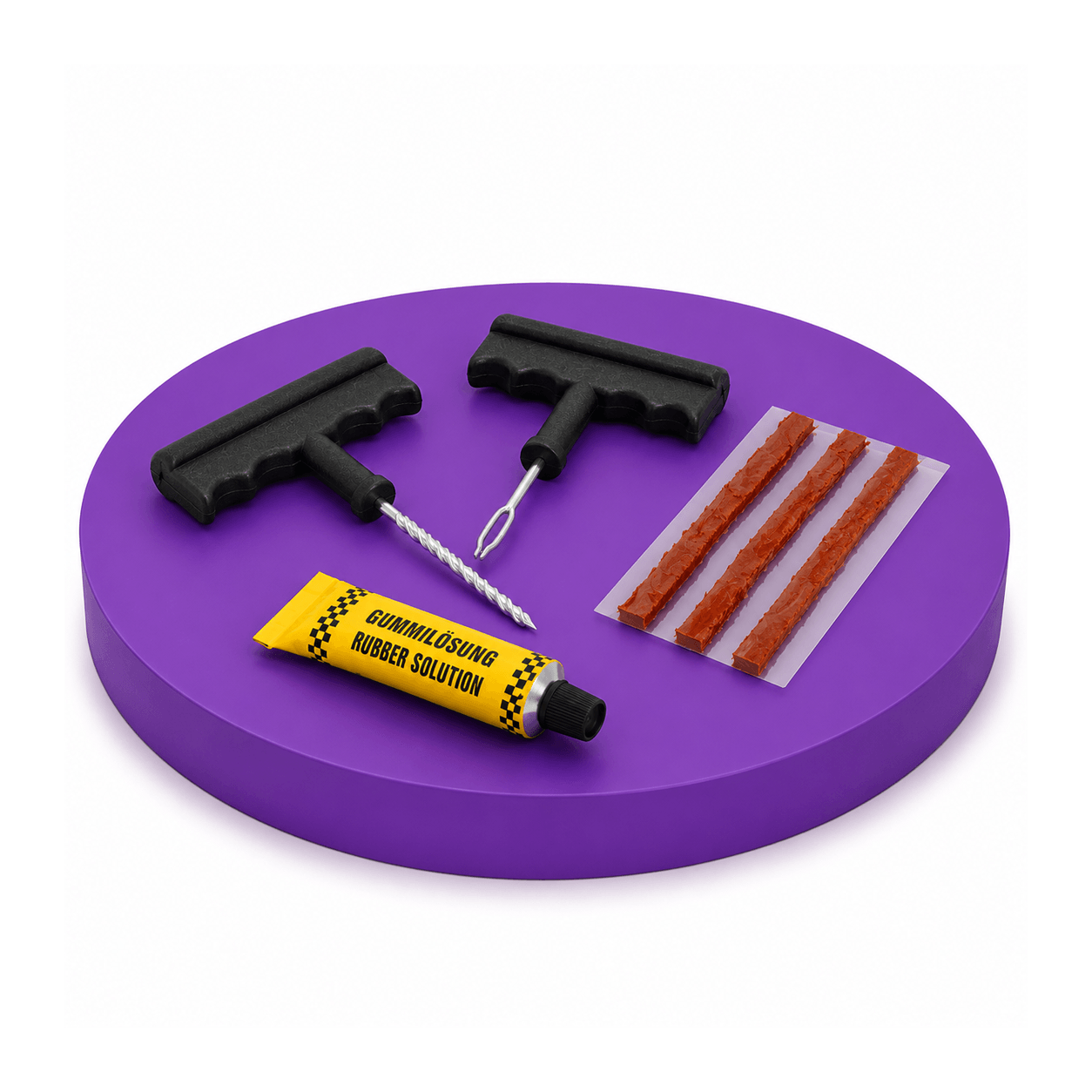 Gizmorac Tubeless Tyre Puncture Repair Kit for Car & Bike | Heavy-Duty Steel Handle Tool with 5 Rubber Strips | Portable Emergency Tyre Fix Kit for Car, Bike, Scooter, SUV