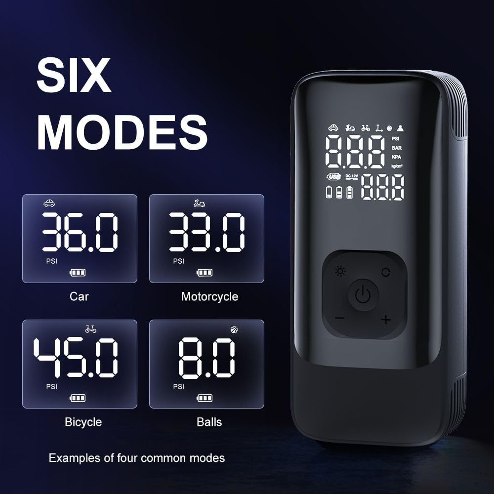 Tyre Inflator for Car & Bike, 150 PSI, 12V DC, Air Compressor Pump with LED Light & Digital Pressure Gauge, Compact Air Pump for All Inflatable Items, Gizmorac 1 Year Warranty (T9)