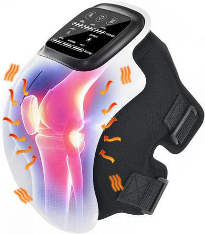 Knee Massager for Joint Pain Relief, Knee Pain Relief Massage Machine, Heat Vibration Red Light Therapy, Cordless Physiotherapy Device for Arthritis, 1 Year Warranty, V110 White