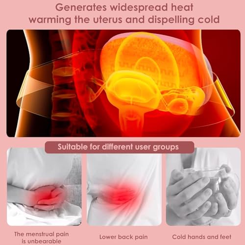 Period Cramp Relief Massager Machine With 6 Modes Heating Pad For Back Pain, Crampfree-Period Cramp Relief Heater And Massager, Works As Periods Pain Relief Products, Rose Pink