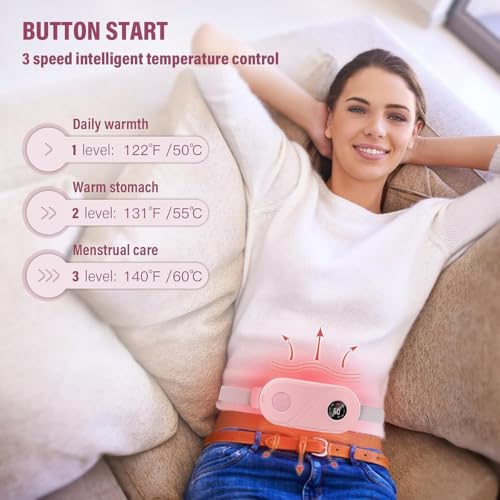 Period Cramp Relief Massager Machine With 6 Modes Heating Pad For Back Pain, Crampfree-Period Cramp Relief Heater And Massager, Works As Periods Pain Relief Products, Rose Pink