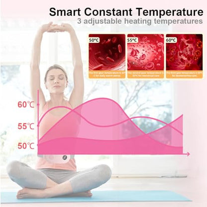Period Cramp Relief Massager Machine With 6 Modes Heating Pad For Back Pain, Crampfree-Period Cramp Relief Heater And Massager, Works As Periods Pain Relief Products, Rose Pink