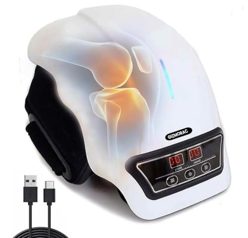 V65 Knee Massager for Joint Pain Relief with Heat, Rechargeable Red Light Vibration Knee Arthritis Massage Physiotherapy Machine for Women, Elder Age, Men, 1 Year Warranty