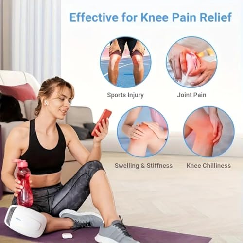 V65 Knee Massager for Joint Pain Relief with Heat, Rechargeable Red Light Vibration Knee Arthritis Massage Physiotherapy Machine for Women, Elder Age, Men, 1 Year Warranty