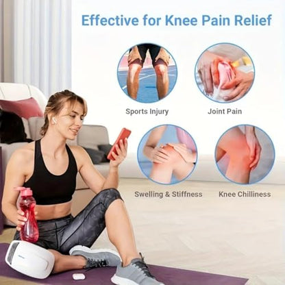 V65 Knee Massager for Joint Pain Relief with Heat, Rechargeable Red Light Vibration Knee Arthritis Massage Physiotherapy Machine for Women, Elder Age, Men, 1 Year Warranty