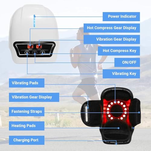 V65 Knee Massager for Joint Pain Relief with Heat, Rechargeable Red Light Vibration Knee Arthritis Massage Physiotherapy Machine for Women, Elder Age, Men, 1 Year Warranty