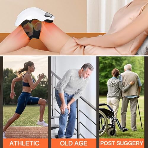 V65 Knee Massager for Joint Pain Relief with Heat, Rechargeable Red Light Vibration Knee Arthritis Massage Physiotherapy Machine for Women, Elder Age, Men, 1 Year Warranty