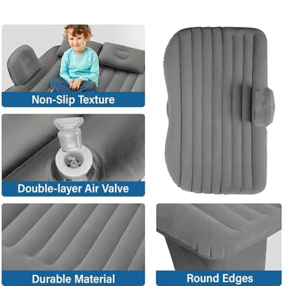 Gizmorac Car Inflatable Bed with Pump & 2 Air Pillows, Foldable Beige Seat Mattress, Portable Travel Bed for Kids & Adults, Universal Fit Car Sleeping Mattress for Camping & Trips (Gray)