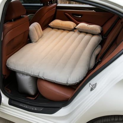 Gizmorac Car Inflatable Bed with Pump & 2 Air Pillows, Foldable Beige Seat Mattress, Portable Travel Bed for Kids & Adults, Universal Fit Car Sleeping Mattress for Camping & Trips ( Beige )