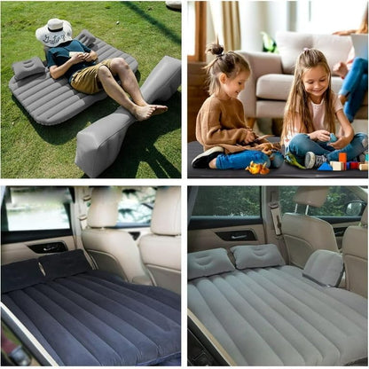 Gizmorac Car Inflatable Bed with Pump & 2 Air Pillows, Foldable Beige Seat Mattress, Portable Travel Bed for Kids & Adults, Universal Fit Car Sleeping Mattress for Camping & Trips ( Black )