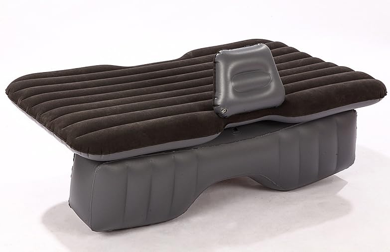 Gizmorac Car Inflatable Bed with Pump & 2 Air Pillows, Foldable Beige Seat Mattress, Portable Travel Bed for Kids & Adults, Universal Fit Car Sleeping Mattress for Camping & Trips ( Black )