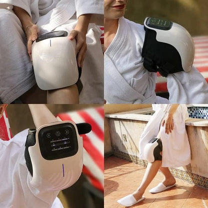 Knee Massager for Joint Pain Relief, Knee Pain Relief Massage Machine, Heat Vibration Red Light Therapy, Cordless Physiotherapy Device for Arthritis, 1 Year Warranty, V110 White
