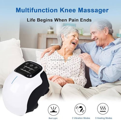 Knee Massager for Joint Pain Relief, Knee Pain Relief Massage Machine, Heat Vibration Red Light Therapy, Cordless Physiotherapy Device for Arthritis, 1 Year Warranty, V110 White