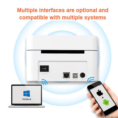 Thermal Label Printer Bluetooth & USB with Inbuilt Paper Holder, Supports 4X6 and below thermal Labels, 203Dpi, 152mm/s Speed, Print from Mobile & Laptop, Connect Windows, Mac (1Year Warranty) White