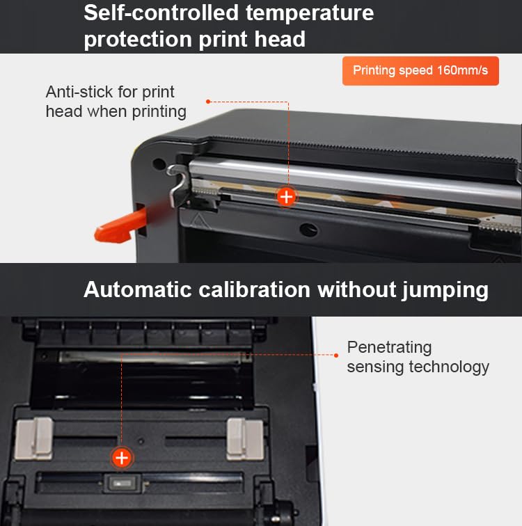 Thermal Label Printer Bluetooth & USB with Inbuilt Paper Holder, Supports 4X6 and below thermal Labels, 203Dpi, 152mm/s Speed, Print from Mobile & Laptop, Connect Windows, Mac (1Year Warranty) White
