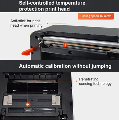 Thermal Label Printer Bluetooth & USB with Inbuilt Paper Holder, Supports 4X6 and below thermal Labels, 203Dpi, 152mm/s Speed, Print from Mobile & Laptop, Connect Windows, Mac (1Year Warranty) White
