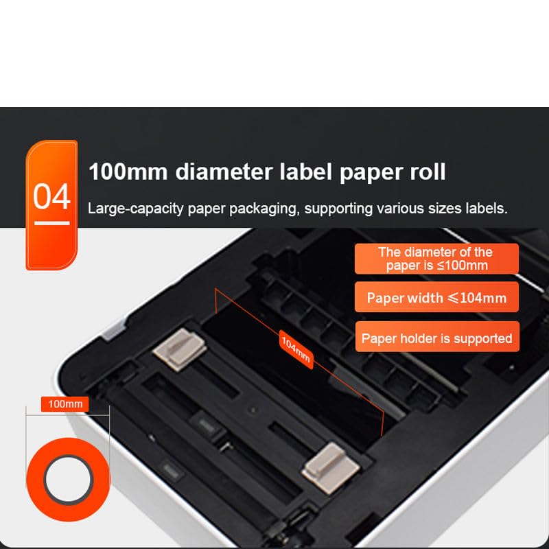 Thermal Label Printer Bluetooth & USB with Inbuilt Paper Holder, Supports 4X6 and below thermal Labels, 203Dpi, 152mm/s Speed, Print from Mobile & Laptop, Connect Windows, Mac (1Year Warranty) White