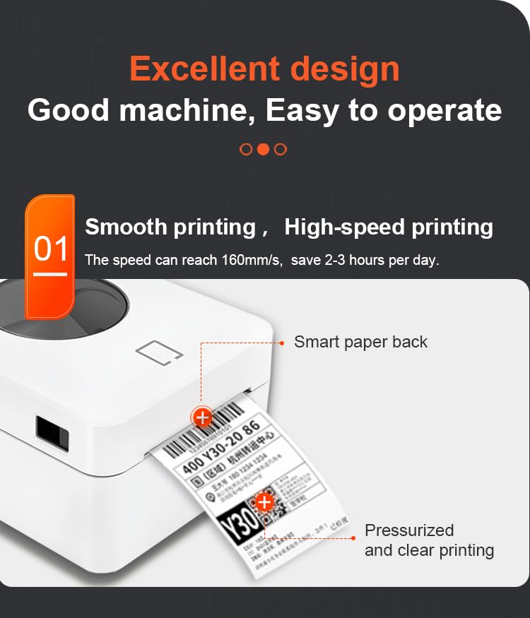 Thermal Label Printer Bluetooth & USB with Inbuilt Paper Holder, Supports 4X6 and below thermal Labels, 203Dpi, 152mm/s Speed, Print from Mobile & Laptop, Connect Windows, Mac (1Year Warranty) White