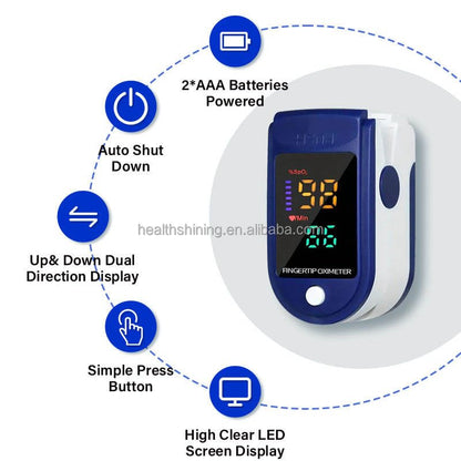 Pulse Oximeter with LED Display Accurate SpO2 & Pulse Rate Monitor Fast Reading For Adults & Kids Home & Travel Use