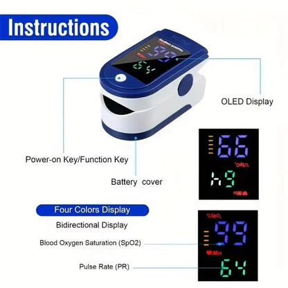 Pulse Oximeter with LED Display Accurate SpO2 & Pulse Rate Monitor Fast Reading For Adults & Kids Home & Travel Use