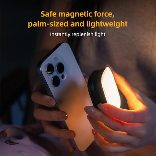 GIZMORAC Magnetic Selfie Light Compatible with iPhone Magsafe, 360° LED Selfie Ring Fill Light with Sticky Ring for Selfies, Photography, Zoom Calls and Video Conferencing (Black)