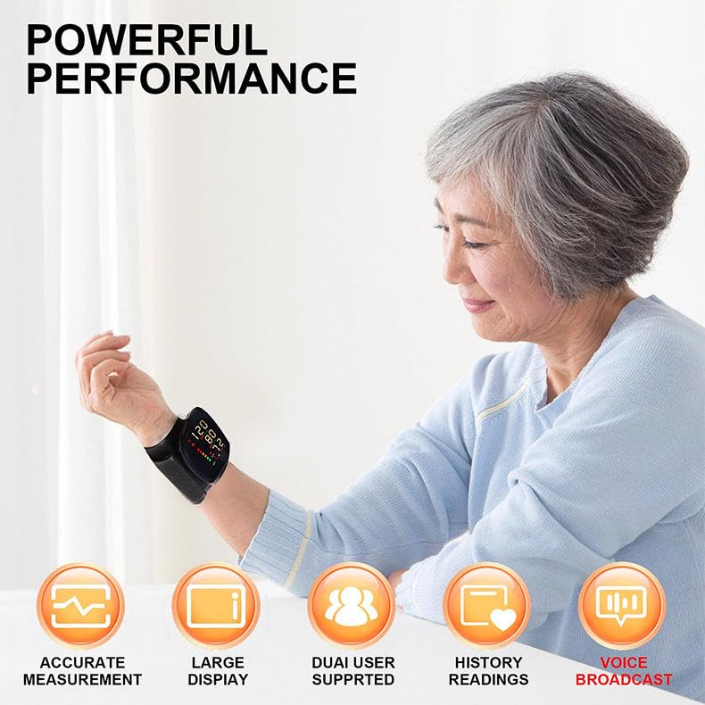 Automatic Wrist Blood Pressure Monitor with Intellisense Technology, Cuff Wrapping Guide and Irregular Heartbeat Detection for Most Accurate Measurement