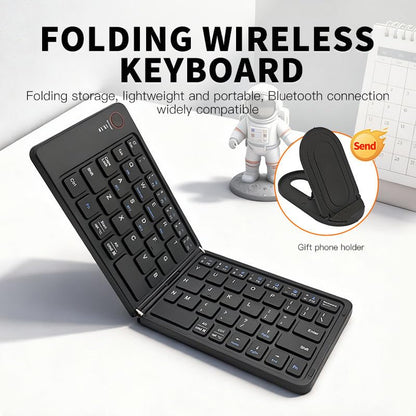 Foldable Keyboard Bluetooth - Portable Wireless Full-Size Folding Keyboard with Stand, Multi-Device (Connect 3) Rechargeable Slim Travel Keyboard for iPad, iPhone, Android, Windows, Laptop