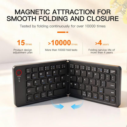Foldable Keyboard Bluetooth - Portable Wireless Full-Size Folding Keyboard with Stand, Multi-Device (Connect 3) Rechargeable Slim Travel Keyboard for iPad, iPhone, Android, Windows, Laptop