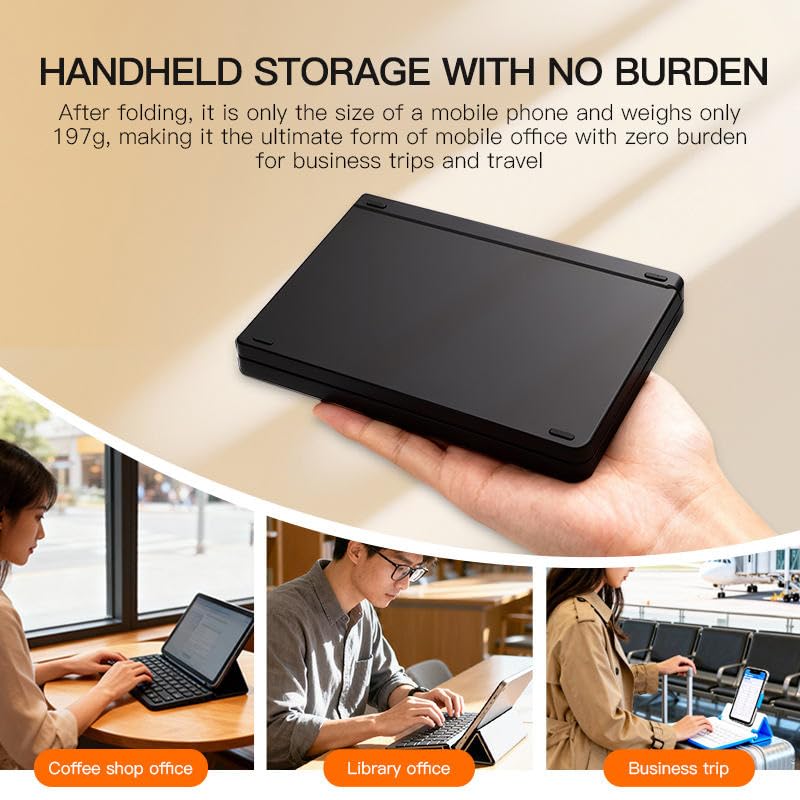 Foldable Keyboard Bluetooth - Portable Wireless Full-Size Folding Keyboard with Stand, Multi-Device (Connect 3) Rechargeable Slim Travel Keyboard for iPad, iPhone, Android, Windows, Laptop