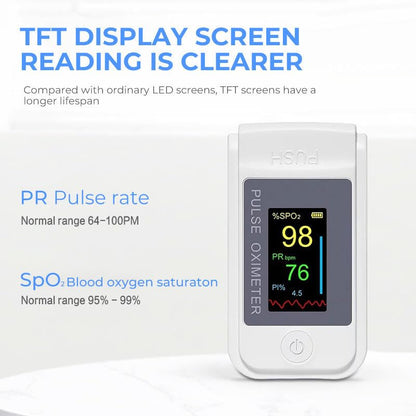 Pulse Oximeter with 2inch TFT Display Accurate SpO2 & Pulse Rate Monitor Fast Reading For Adults & Kids Home & Travel Use