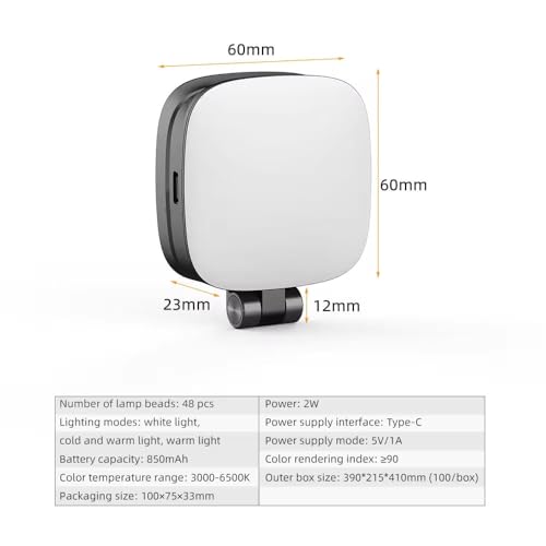 Magnetic Selfie Light Compatible with iPhone Magsafe, 360° LED Selfie Ring Fill Light with Sticky Ring for Selfies, Photography, Zoom Calls and Video Conferencing (Silver)