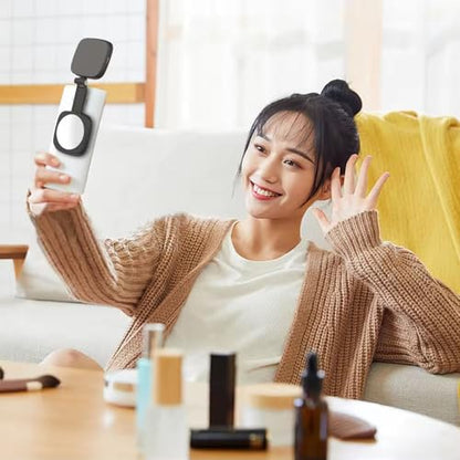 Magnetic Selfie Light Compatible with iPhone Magsafe, 360° LED Selfie Ring Fill Light with Sticky Ring for Selfies, Photography, Zoom Calls and Video Conferencing (Silver)