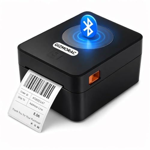 Thermal Label Printer Bluetooth & USB with Inbuilt Paper Holder, Supports 4X6 and below thermal Labels, 203Dpi, 152mm/s Speed, Print from Mobile & Laptop, Connect Windows, Mac (1Year Warranty) Black