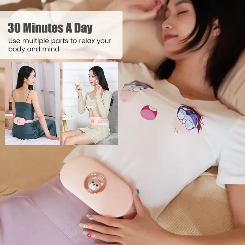 Teddy Period Cramp Relief Massager With 6 Modes Heating Pad For Back Pain, Crampfree-Period Cramp Relief Heater And Massager, Works As Periods Pain Relief Products, Pink, Gizmorac