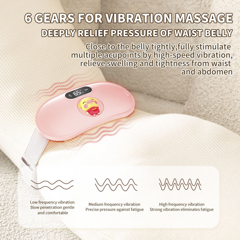 Teddy Period Cramp Relief Massager With 6 Modes Heating Pad For Back Pain, Crampfree-Period Cramp Relief Heater And Massager, Works As Periods Pain Relief Products, Pink, Gizmorac
